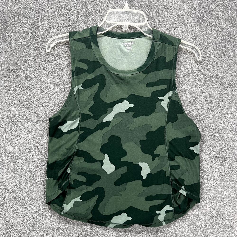 Old navy Top‎ Girls XL (14-16) Youth crop Tank camo green active scoop neck